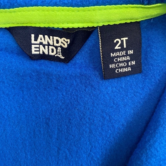 Lands' End Fleece Full Zip Hooded Jacket, Blue/Green, 2T, NWT - Picture 5 of 10